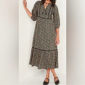 Old Navy All Day Floral Peasant Cottagecore Midi Dress
